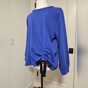 Jason Wu Blueberry Blue Cinched Bow Sweatshirt Sz XL